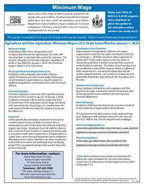 Free Maine Minimum Wage Poster PDF (Minimum Wage Law Poster)