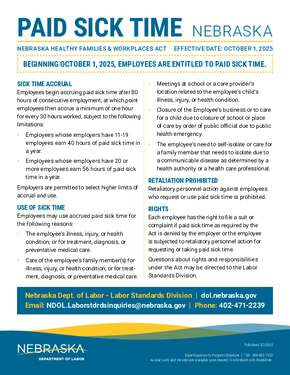 Free Nebraska Paid Sick Time PDF (General Labor Law Poster Poster)