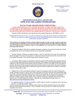 Free Nevada Rules to be Observed by Employers PDF