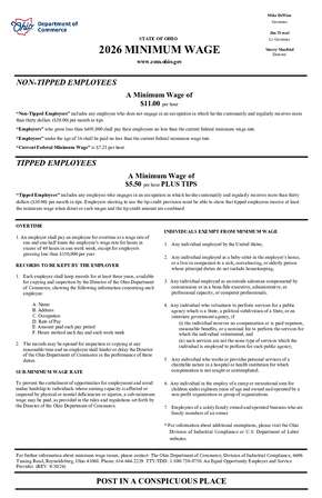 Free Ohio Minimum Wage PDF (Minimum Wage Law Poster)