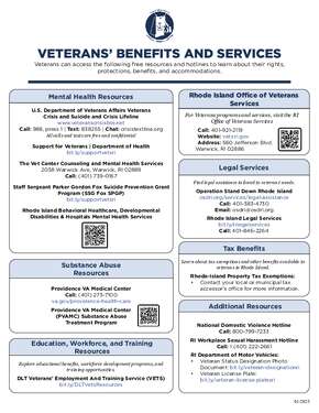 Free Rhode Island Veterans' Benefits and Services PDF (General Labor Law Poster Poster)