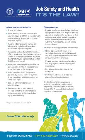 Free Vermont Safety and Health Protection on the Job in Vermont PDF (Job Safety Law Poster)