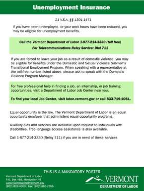 Free Vermont Unemployment Insurance Information for the State of Vermont PDF